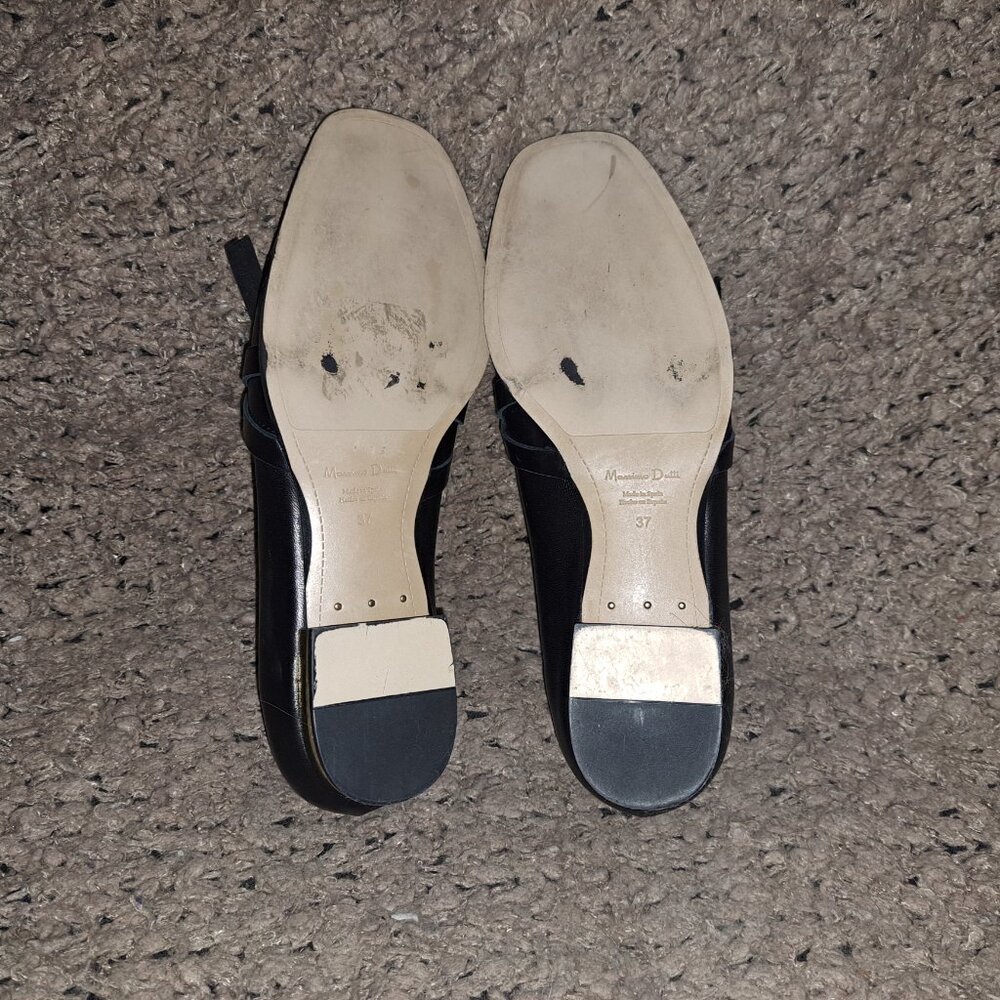 MASSIMO DUTTI-Black Nappa Leather Chain Suede Kiltie Loafers-Sz 37-Excellent - Picture 8 of 8